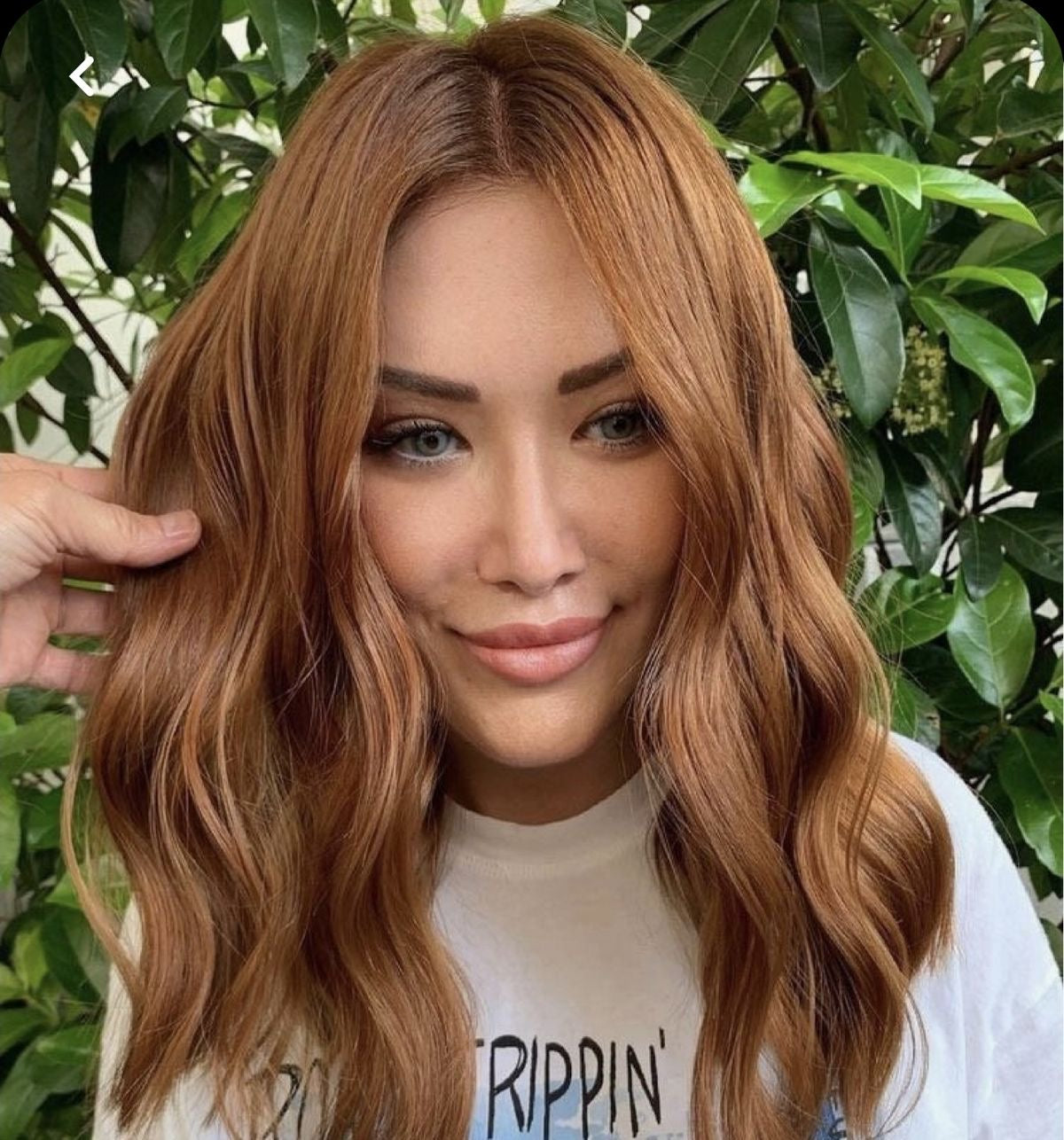 Auburn Copper Human Hair Ombré Lace Front Softly Curled Wavy Wig