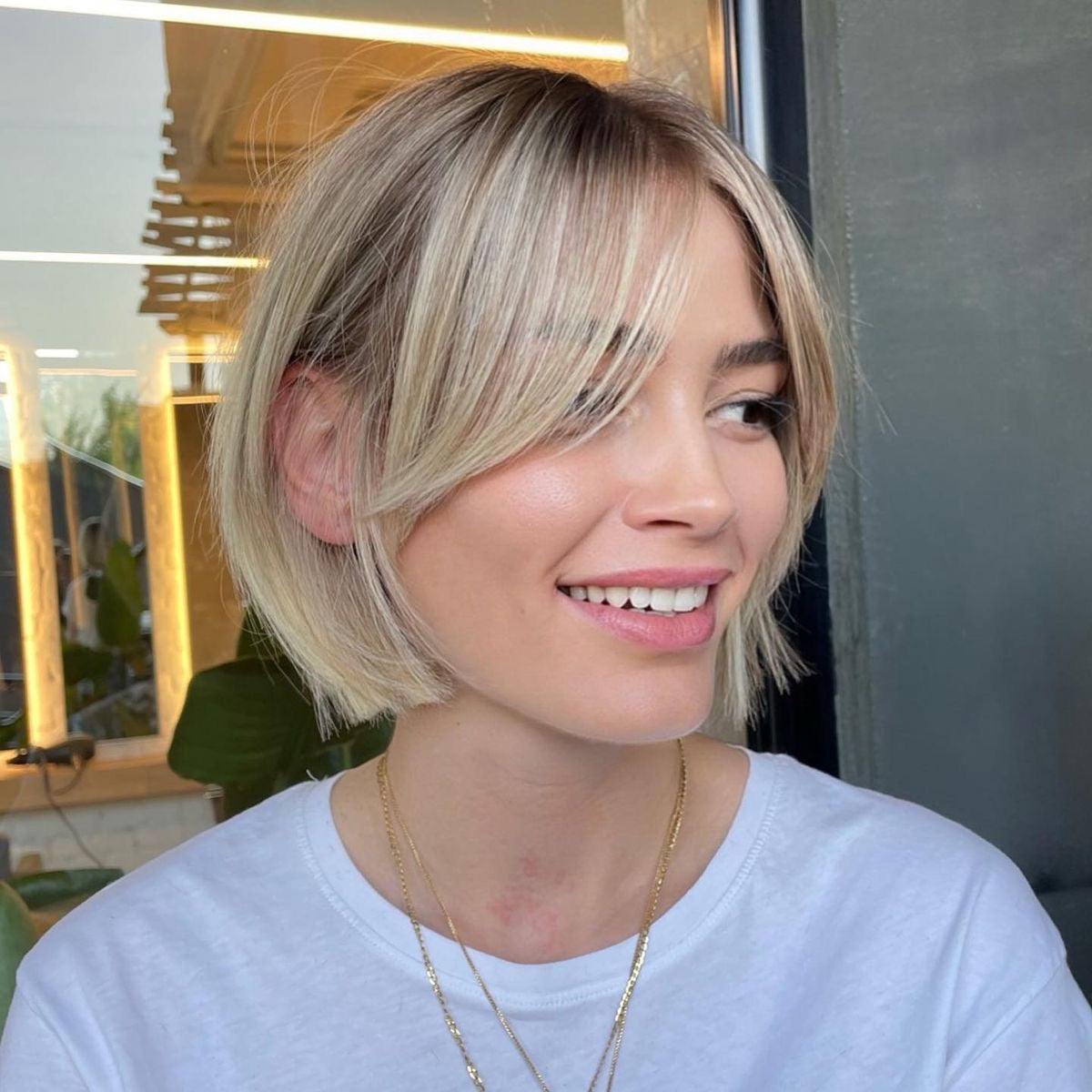 Light Blonde Root Smudge 100% Virgin Human Hair Luxury Lace Front Wig