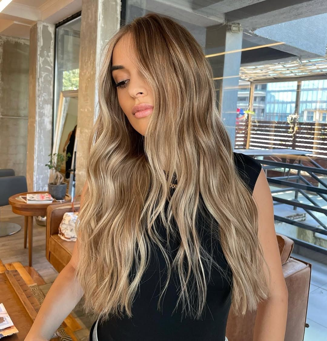 22” Old Money Blonde Balayage with Neutral Undertones Loose Tousled Waves 100% Virgin Human Hair Premium Luxury 13x6 Lace Front Wig