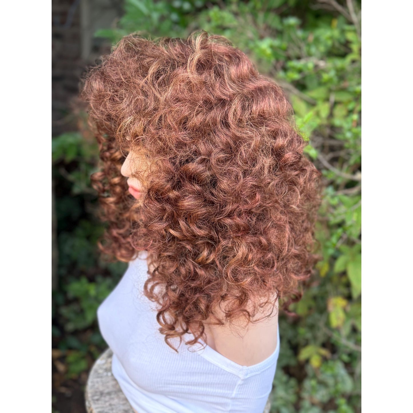 FRANCESCA Cowboy Copper Brown Blonde Highlights Wig, Lightweight Full Cap, Heat Safe Glueless Unit with Curly Bangs