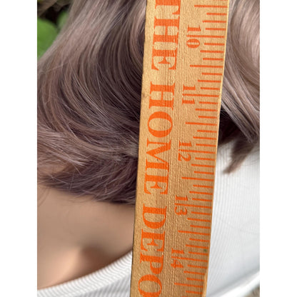 TEMPEST 13” Human Hair Blend Wig: Light Almond Blonde Purple Mauve Balayage Curls 13x4 Lace