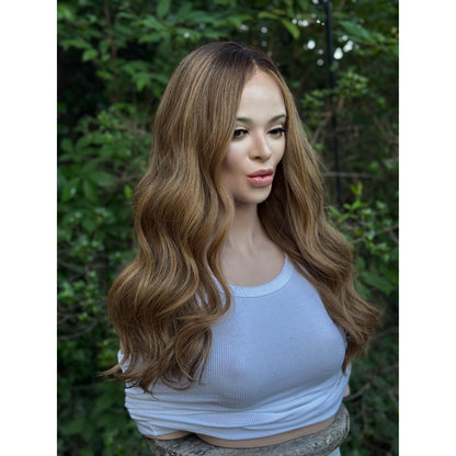 SIENNA Hazelnut Brunette Brown Toasted Golden Caramel Balayage Wig, HD Invisible Transparent Lace Front, 100% Luxury Human Hair Wig