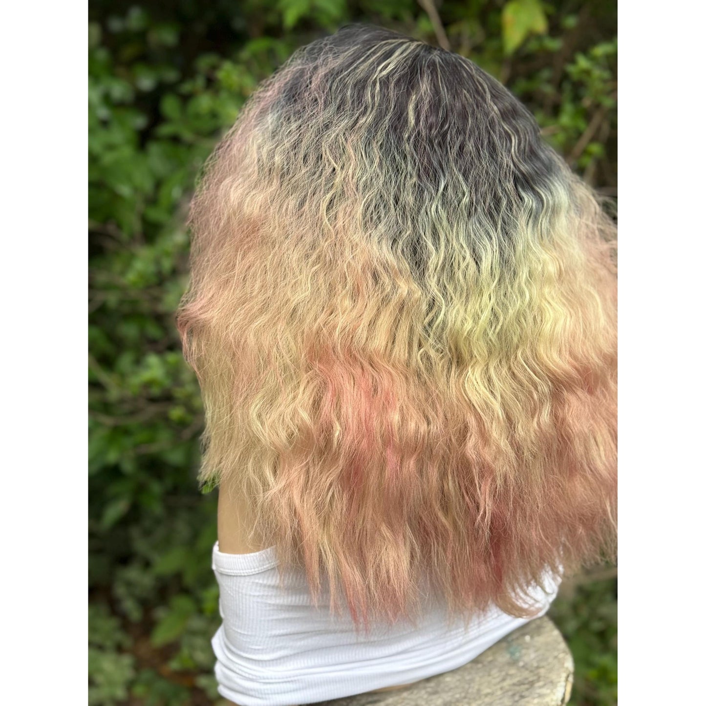 STRAWBERRY CRÈME Cherry Blossom Pink Rooty Blonde Balayage Wig, Lace Front, 13x2 Hand-Tied, Human Hair Blend