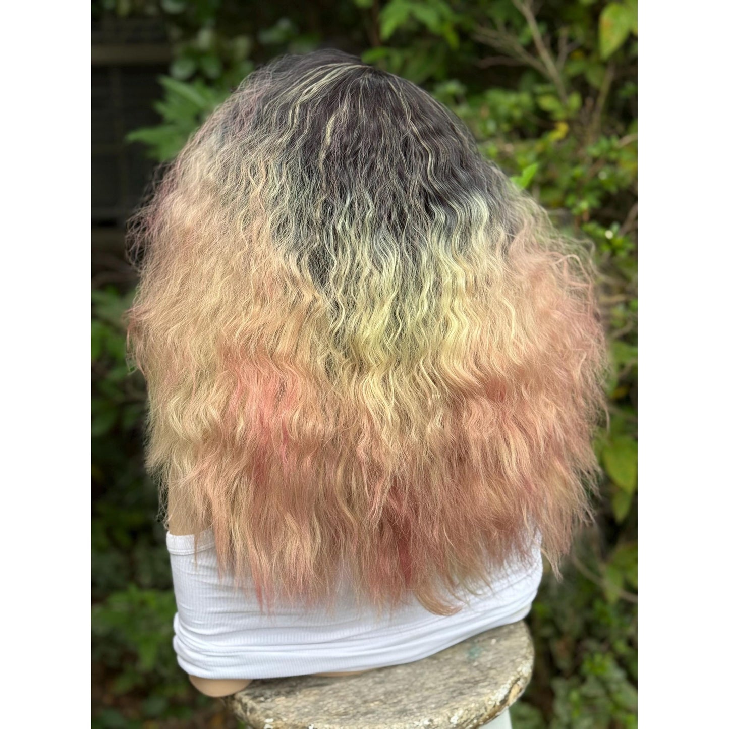 STRAWBERRY CRÈME Cherry Blossom Pink Rooty Blonde Balayage Wig, Lace Front, 13x2 Hand-Tied, Human Hair Blend