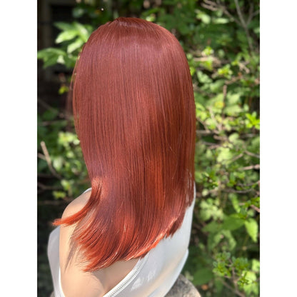 Copper Ginger Classic Blunt Cut Premium Human Hair Blend Wig 13x4 Free Part