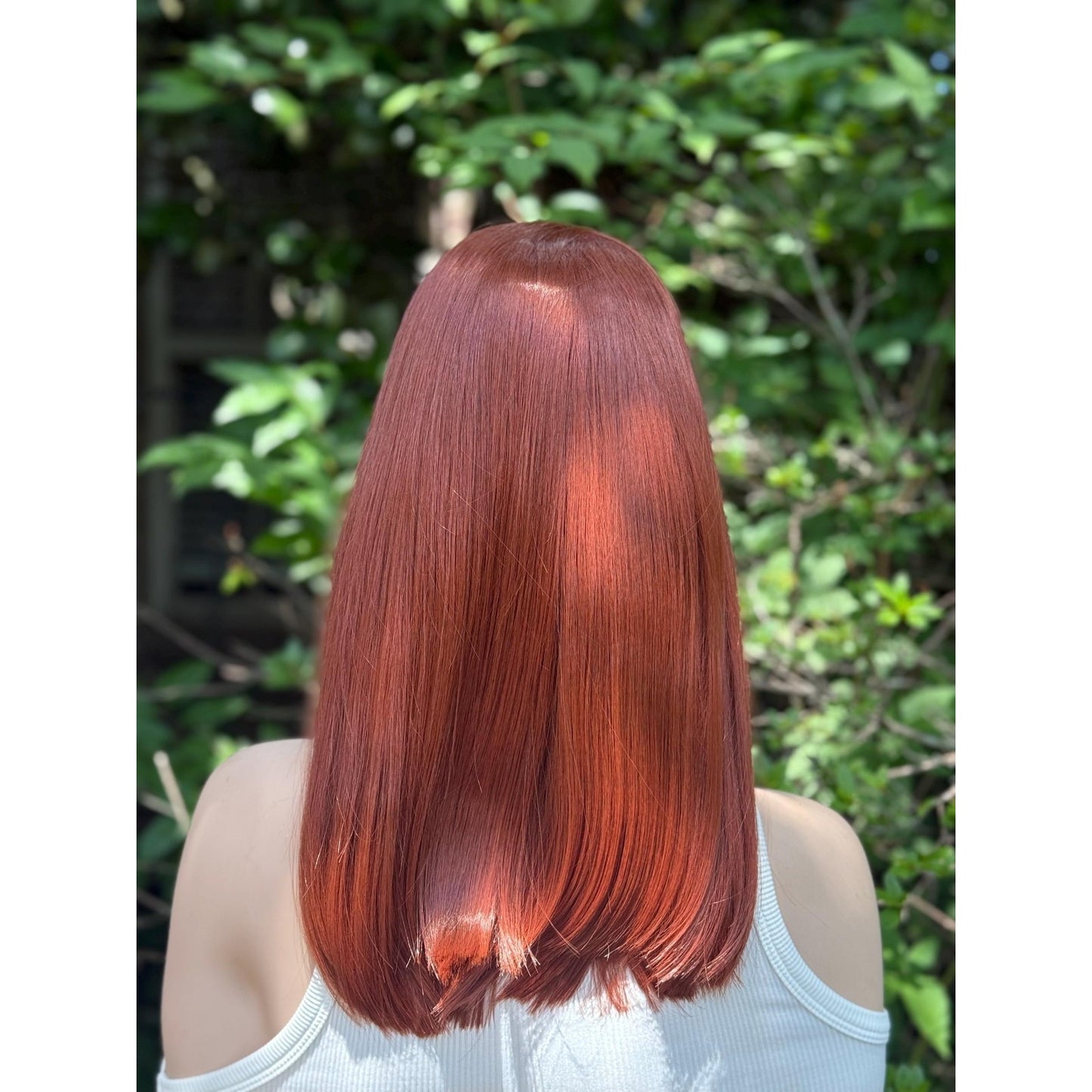 Copper Ginger Classic Blunt Cut Premium Human Hair Blend Wig 13x4 Free Part