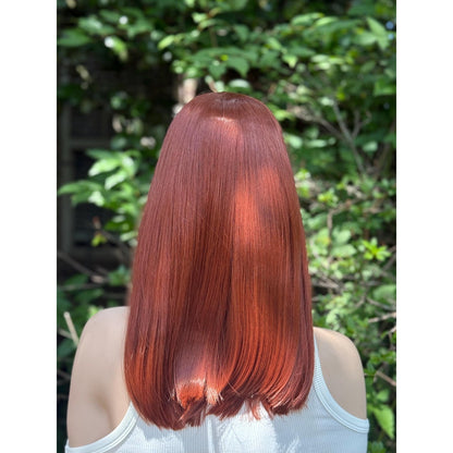Copper Ginger Classic Blunt Cut Premium Human Hair Blend Wig 13x4 Free Part