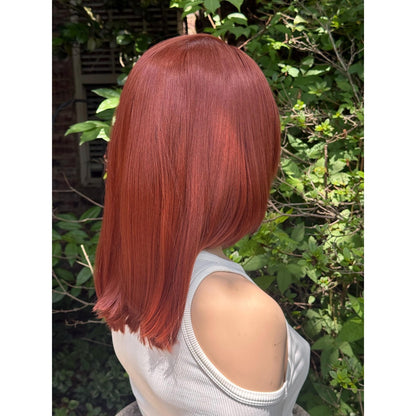 Copper Ginger Classic Blunt Cut Premium Human Hair Blend Wig 13x4 Free Part