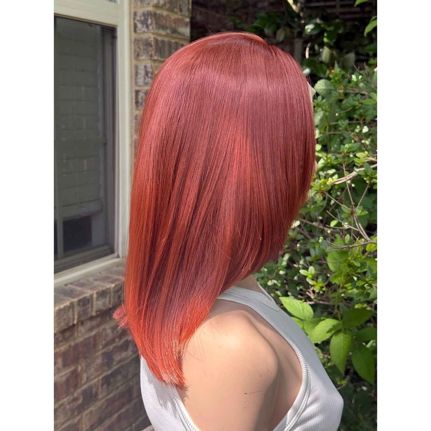 Copper Ginger Classic Blunt Cut Premium Human Hair Blend Wig 13x4 Free Part