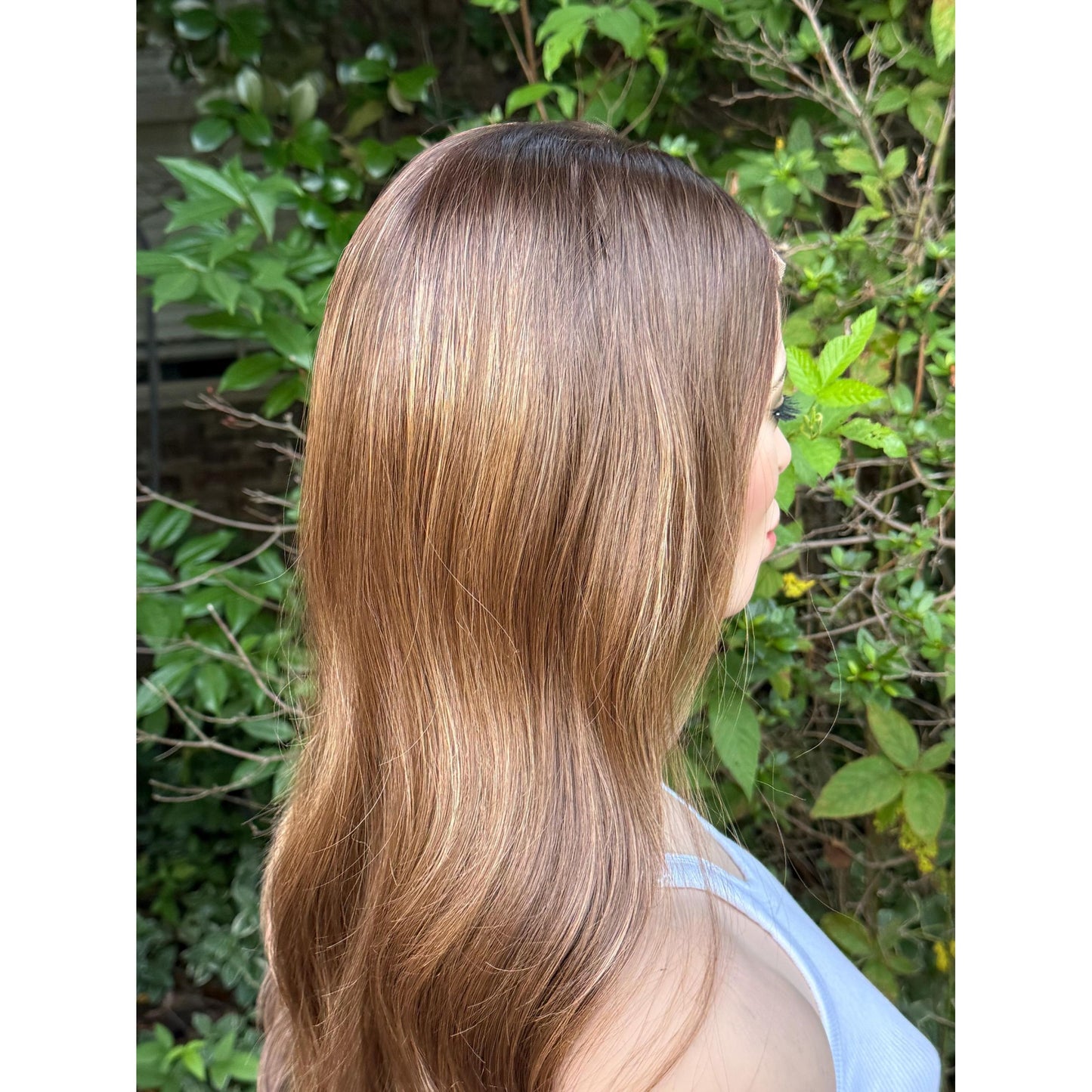 YSABELLA Caramel Brown Balayage Wig, Lace Front, 13x5 Hand-Tied, Sunset Blonde Hi-Lights Human Hair Blend, 20” Beach Waves Layered Hairstyle