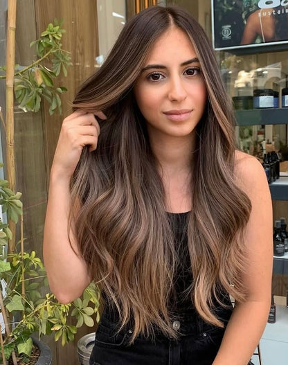 Chocolate Brown Mocha Mousse Blonde Balayage Wig / Virgin 100% Human Hair Wig / Long Wavy Lace Front Wig / Ombré Wig / 150 Density Wig