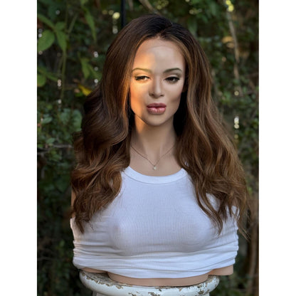 TESSA Toasted Honey Cider Brown Balayage Wig, HD Invisible Transparent Lace Front, 100% Luxury Human Hair Wig