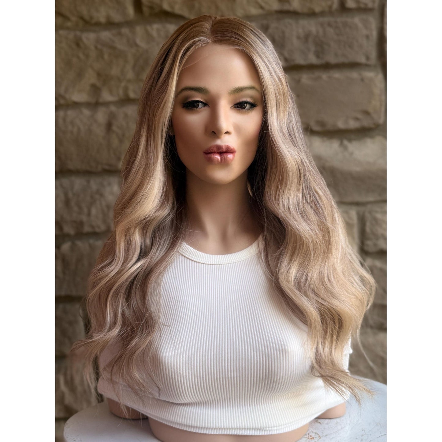 RYAN Blonde Hair Natural Roots Multidimensional Balayage Highlights HD Invisible Transparent Lace Front 100% Human Hair Wig, Custom Made to Order