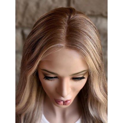 RYAN Blonde Hair Natural Roots Multidimensional Balayage Highlights HD Invisible Transparent Lace Front 100% Human Hair Wig, Custom Made to Order