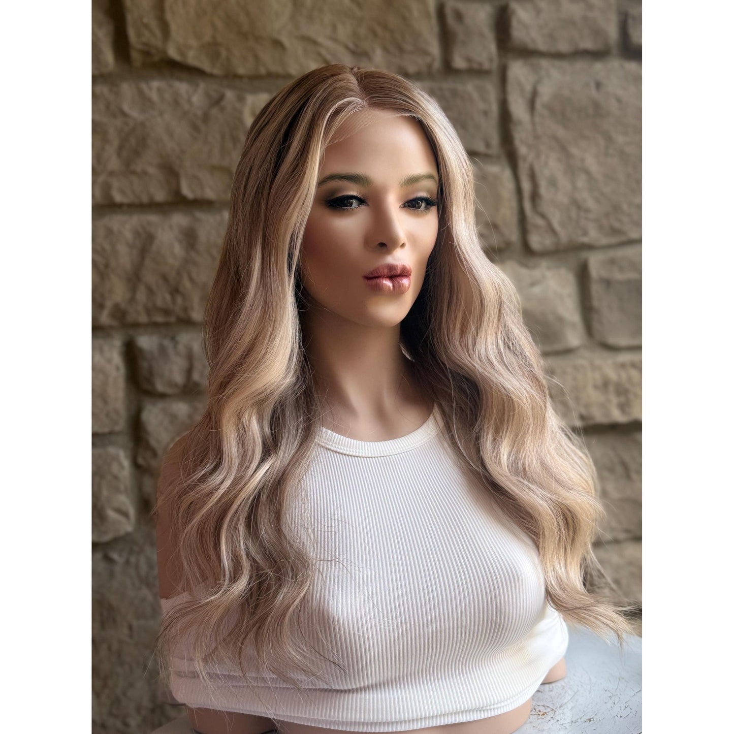 RYAN Blonde Hair Natural Roots Multidimensional Balayage Highlights HD Invisible Transparent Lace Front 100% Human Hair Wig, Custom Made to Order