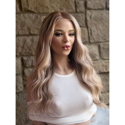 RYAN Blonde Hair Natural Roots Multidimensional Balayage Highlights HD Invisible Transparent Lace Front 100% Human Hair Wig, Custom Made to Order