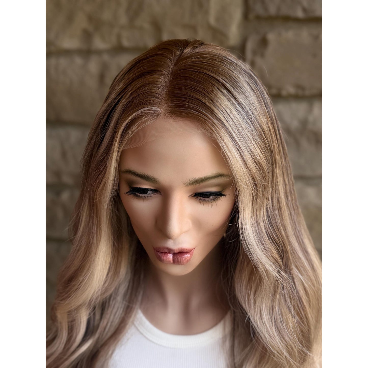 RYAN Blonde Hair Natural Roots Multidimensional Balayage Highlights HD Invisible Transparent Lace Front 100% Human Hair Wig, Custom Made to Order