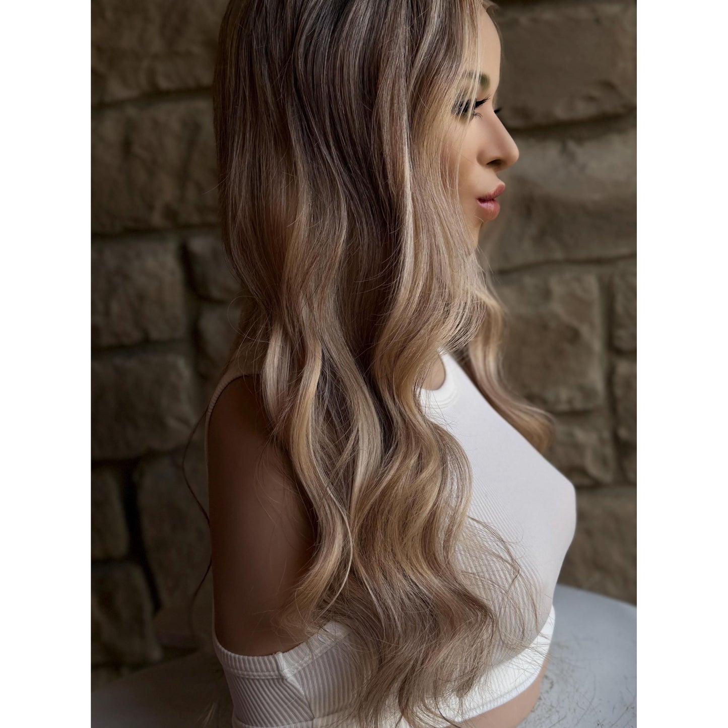 RYAN Blonde Hair Natural Roots Multidimensional Balayage Highlights HD Invisible Transparent Lace Front 100% Human Hair Wig, Custom Made to Order