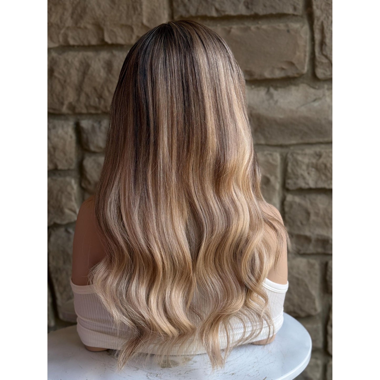 RYAN Blonde Hair Natural Roots Multidimensional Balayage Highlights HD Invisible Transparent Lace Front 100% Human Hair Wig, Custom Made to Order