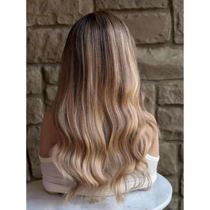 RYAN Blonde Hair Natural Roots Multidimensional Balayage Highlights HD Invisible Transparent Lace Front 100% Human Hair Wig, Custom Made to Order