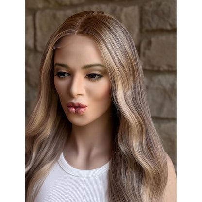 RYAN Blonde Hair Natural Roots Multidimensional Balayage Highlights HD Invisible Transparent Lace Front 100% Human Hair Wig, Custom Made to Order