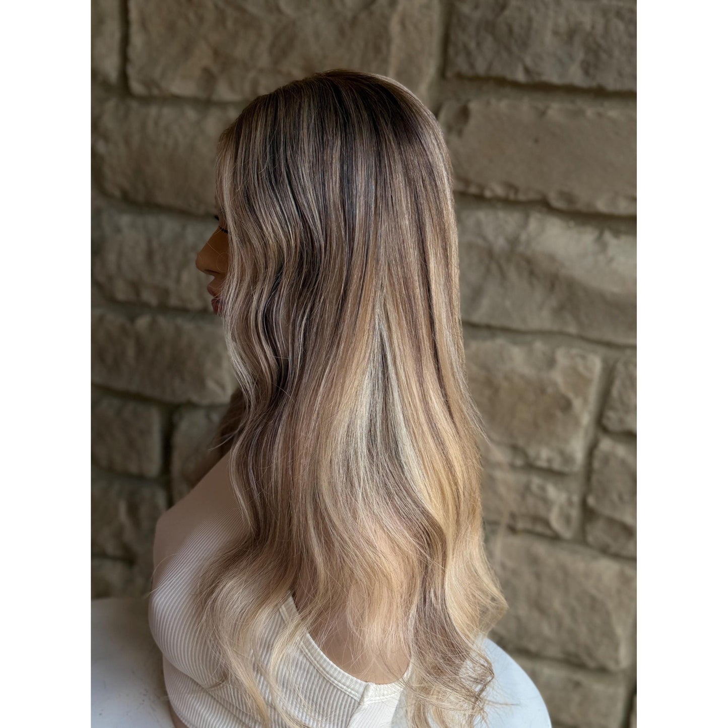 RYAN Blonde Hair Natural Roots Multidimensional Balayage Highlights HD Invisible Transparent Lace Front 100% Human Hair Wig, Custom Made to Order