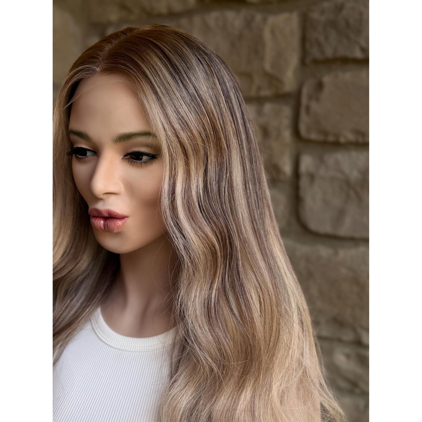 RYAN Blonde Hair Natural Roots Multidimensional Balayage Highlights HD Invisible Transparent Lace Front 100% Human Hair Wig, Custom Made to Order