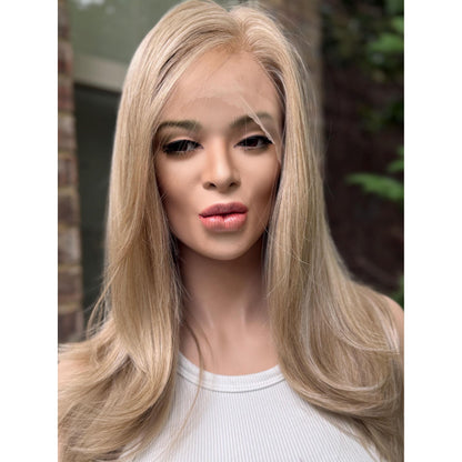 JOLENE Light Spring Blonde Wig, Lace Front, 13x6 Hand-Tied, Human Hair Blend