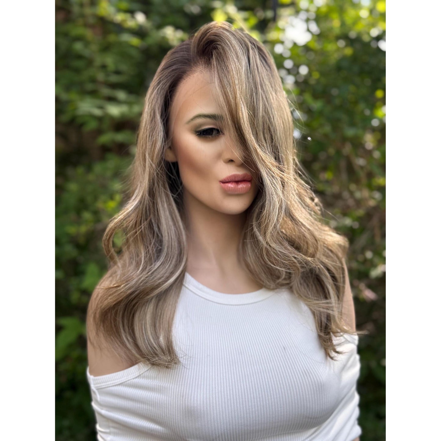 TEMPERANCE Neutral Dirty Champagne Blonde Wig, Lace Front, 13x6 Hand-Tied, Human Hair Blend