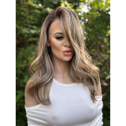 TEMPERANCE Neutral Dirty Champagne Blonde Wig, Lace Front, 13x6 Hand-Tied, Human Hair Blend
