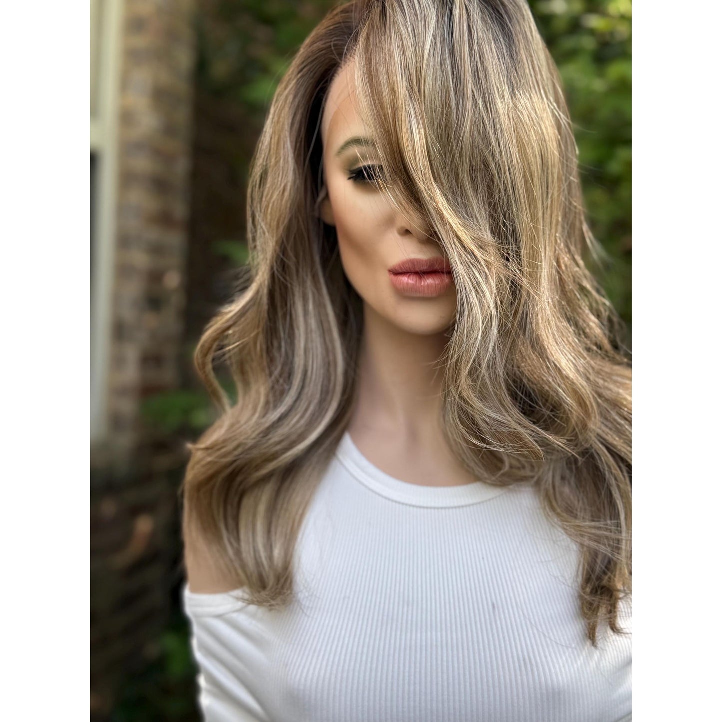 TEMPERANCE Neutral Dirty Champagne Blonde Wig, Lace Front, 13x6 Hand-Tied, Human Hair Blend