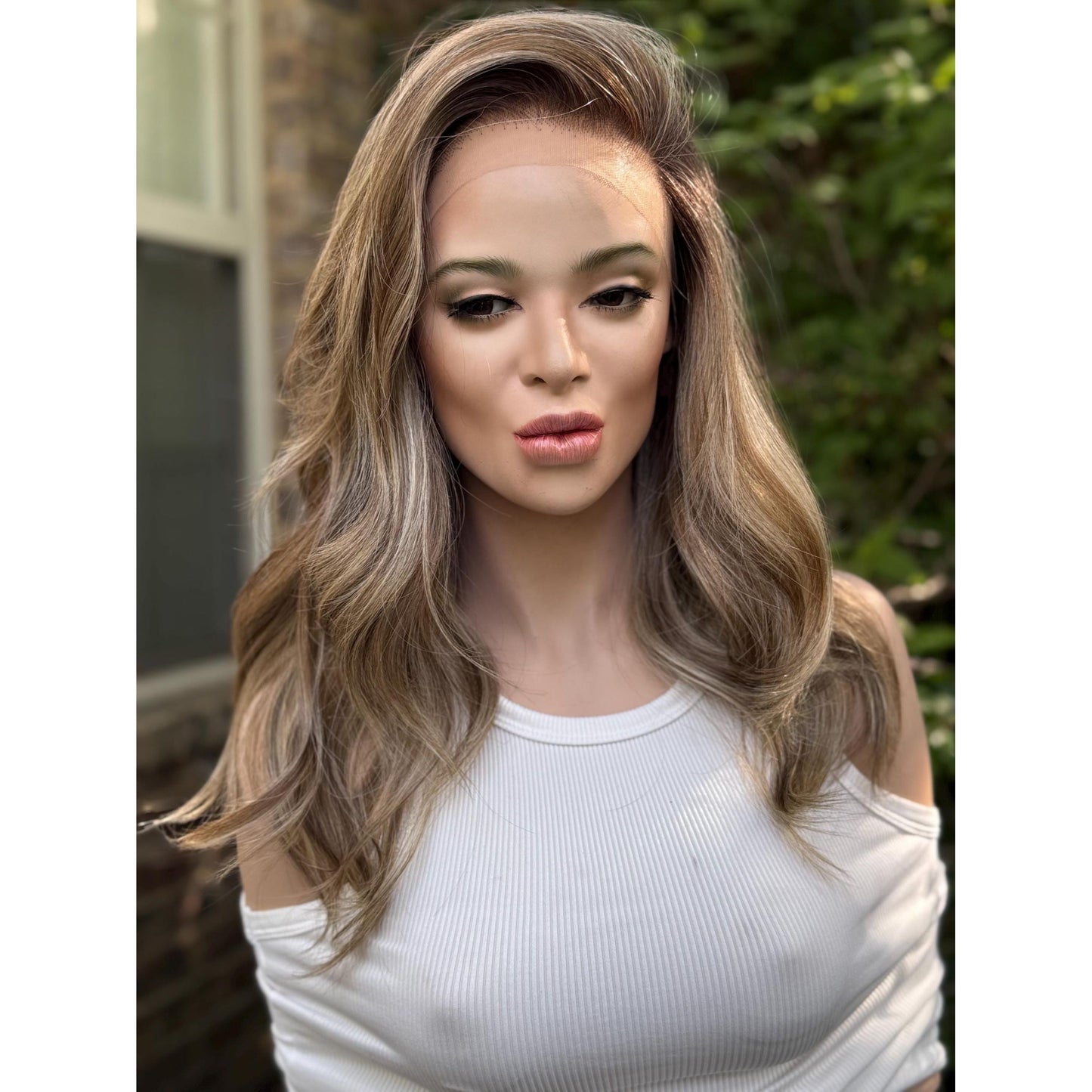 TEMPERANCE Neutral Dirty Champagne Blonde Wig, Lace Front, 13x6 Hand-Tied, Human Hair Blend