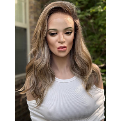 TEMPERANCE Neutral Dirty Champagne Blonde Wig, Lace Front, 13x6 Hand-Tied, Human Hair Blend