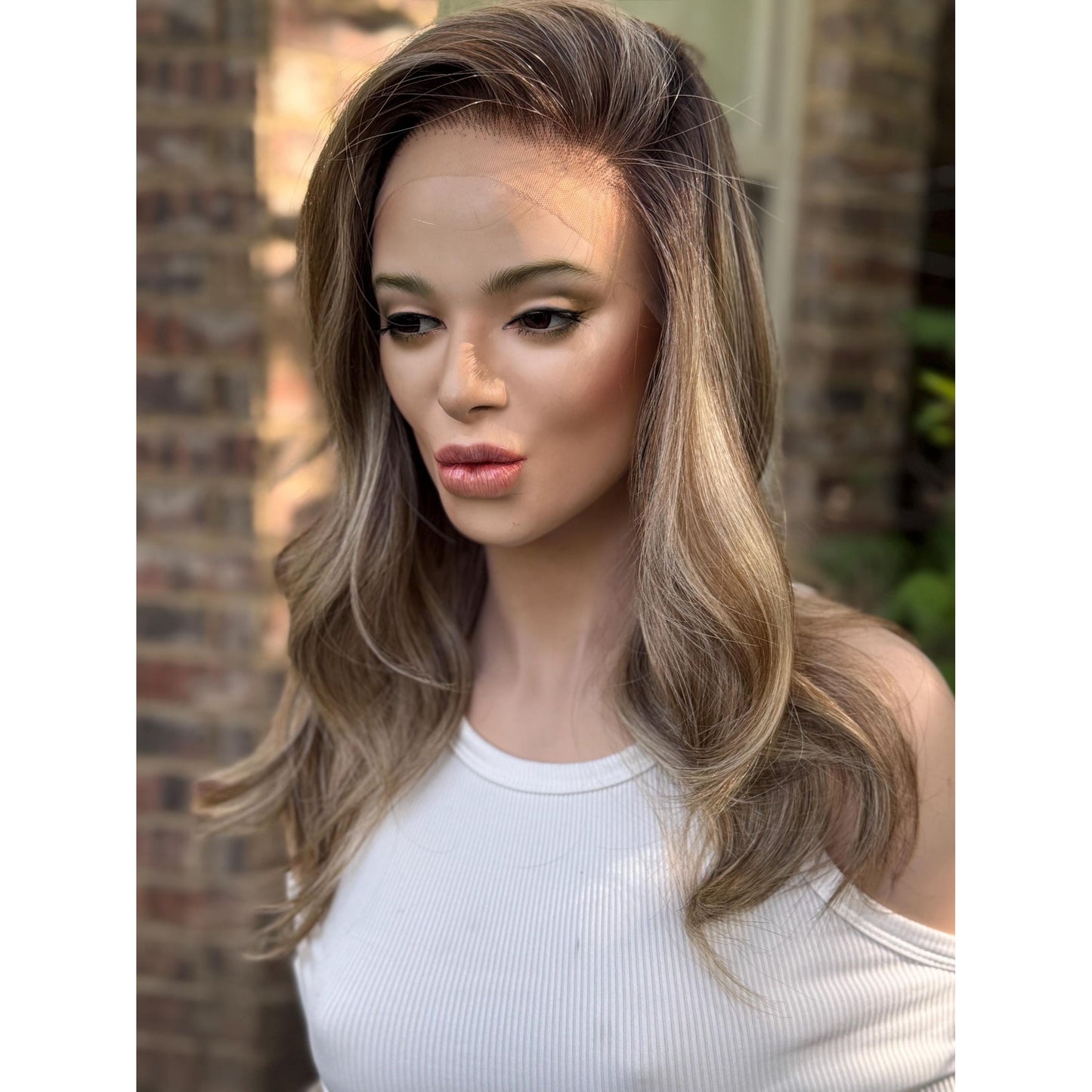 TEMPERANCE Neutral Dirty Champagne Blonde Wig, Lace Front, 13x6 Hand-Tied, Human Hair Blend