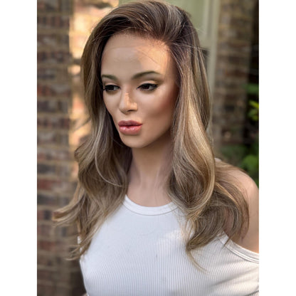 TEMPERANCE Neutral Dirty Champagne Blonde Wig, Lace Front, 13x6 Hand-Tied, Human Hair Blend