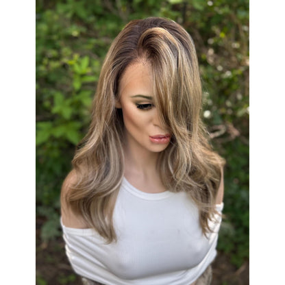 TEMPERANCE Neutral Dirty Champagne Blonde Wig, Lace Front, 13x6 Hand-Tied, Human Hair Blend