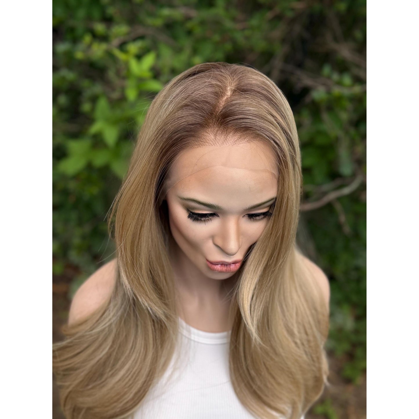 LAKELYNN Sugar Cookie Blonde Balayage Wig, Lace Front, 13x4 Hand-Tied, Human Hair Blend