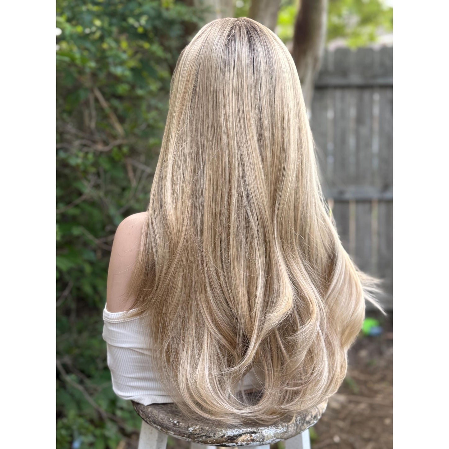 LAKELYNN Sugar Cookie Blonde Balayage Wig, Lace Front, 13x4 Hand-Tied, Human Hair Blend