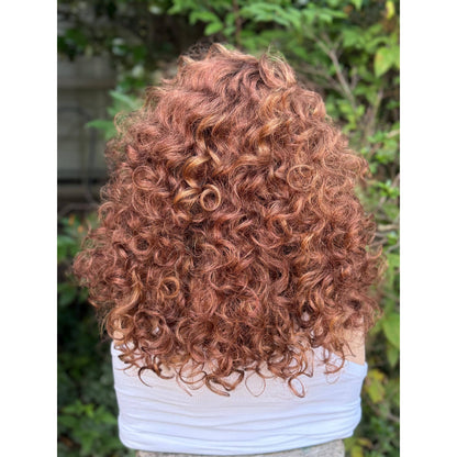 FRANCESCA Cowboy Copper Brown Blonde Highlights Wig, Lightweight Full Cap, Heat Safe Glueless Unit with Curly Bangs