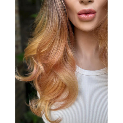 MARIGOLD Golden Blonde Pink Balayage Wavy Human Hair Wig, 16 Inch Lace Front (13x6 Free Part)