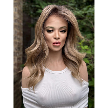 FABIOLA Multi-Dimensional Dirty Blonde Wig, Lace Front, 13x6 Hand-Tied, Human Hair Blend