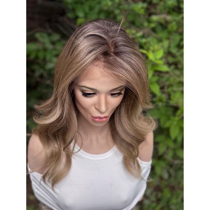FABIOLA Multi-Dimensional Dirty Blonde Wig, Lace Front, 13x6 Hand-Tied, Human Hair Blend