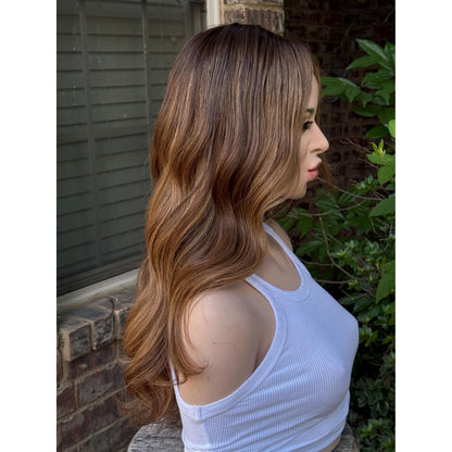 WILLOW True Autumn Brown Golden Caramel Honey Glaze Balayage Wig, HD Invisible Transparent Lace Front, 100% Luxury Human Hair Wig