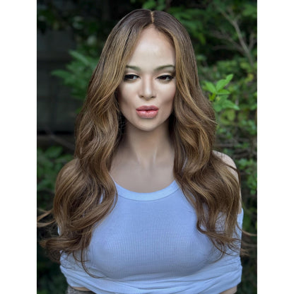 WILLOW True Autumn Brown Golden Caramel Honey Glaze Balayage Wig, HD Invisible Transparent Lace Front, 100% Luxury Human Hair Wig