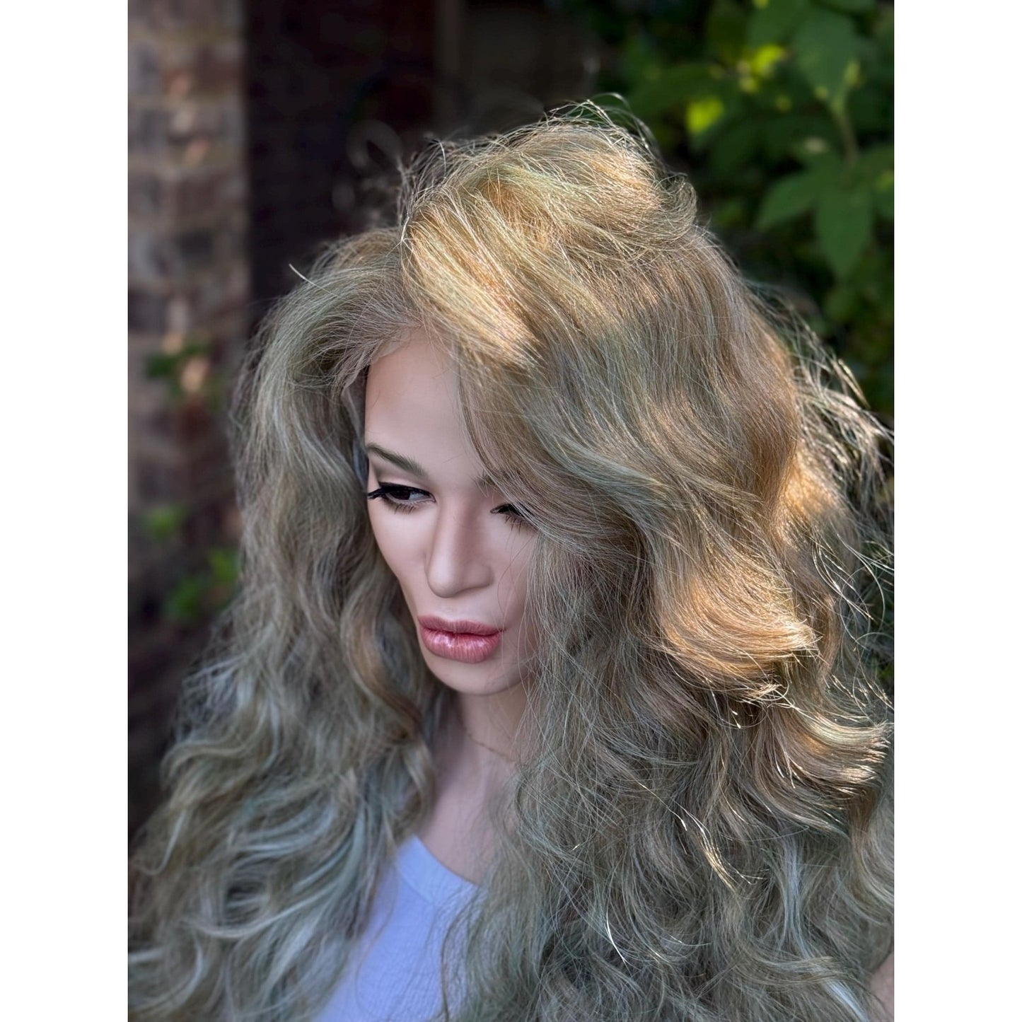 Blonde Candy Apple Green Big Spiral Curls Human Hair Blend Lace Front Wig