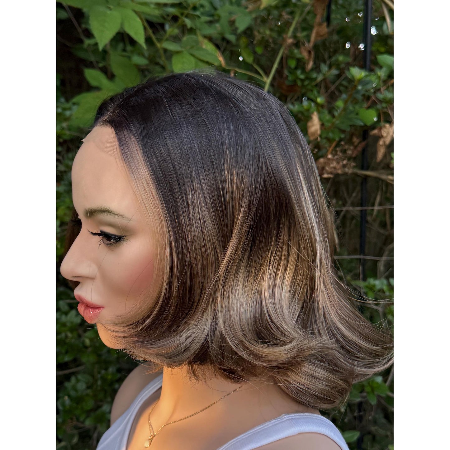 RHODA Ombre Brown Wig, Lace Front, 13x4 Hand-Tied, Human Hair Blend