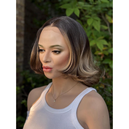RHODA Ombre Brown Wig, Lace Front, 13x4 Hand-Tied, Human Hair Blend