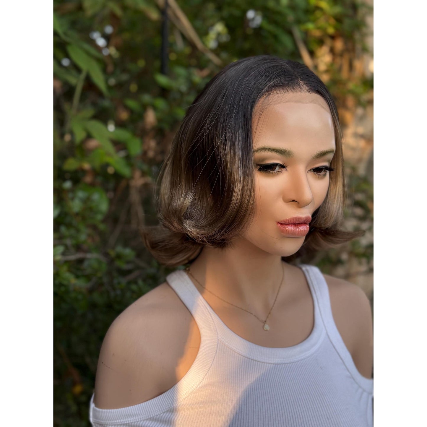 RHODA Ombre Brown Wig, Lace Front, 13x4 Hand-Tied, Human Hair Blend