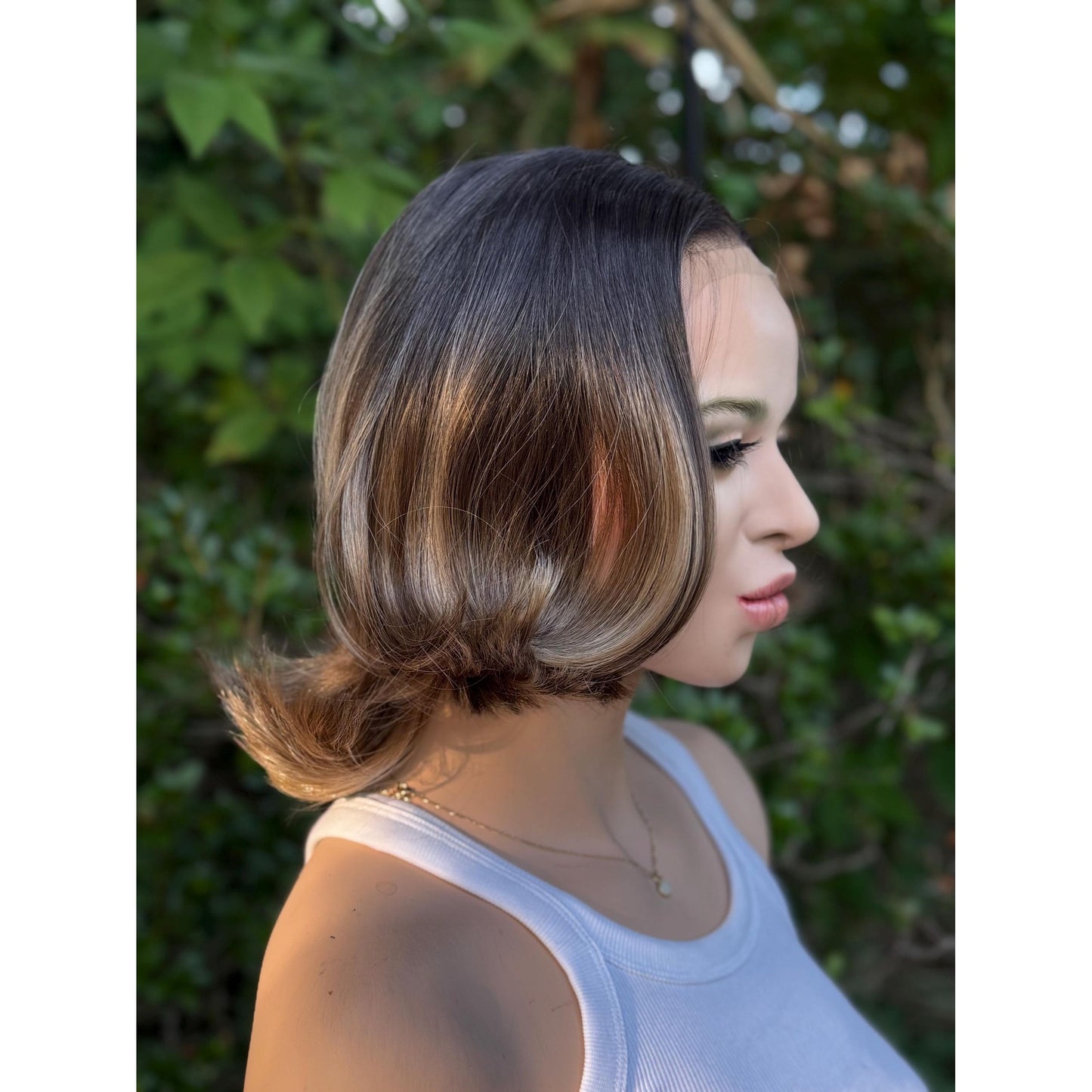 RHODA Ombre Brown Wig, Lace Front, 13x4 Hand-Tied, Human Hair Blend