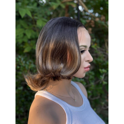 RHODA Ombre Brown Wig, Lace Front, 13x4 Hand-Tied, Human Hair Blend